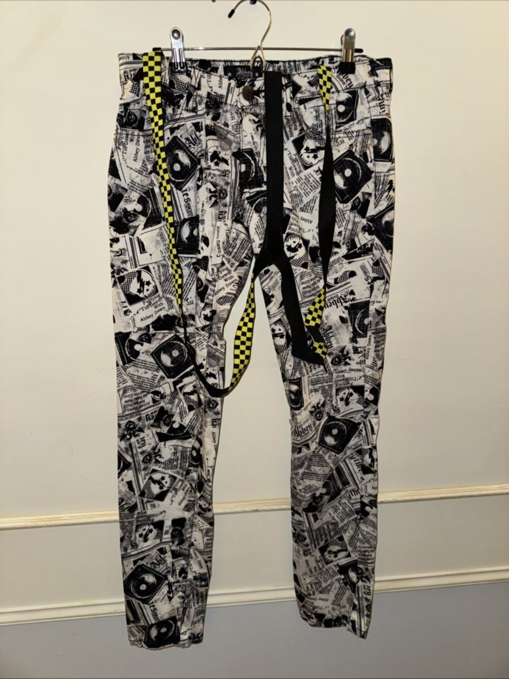 Y2K Abbey Dawn Avril Lavigne Pants Punk Emo Grunge Sz 9 Vintage Suspenders